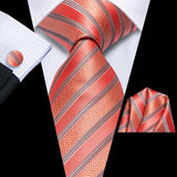 Funki Buys | Neckties | Men's 3 Pcs Salmon Pink Striped Tie Set