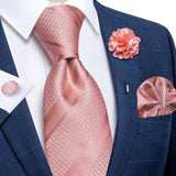 Funki Buys | Neckties | Men's 4 Pcs Salmon Pink Striped Tie Set