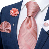 Funki Buys | Neckties | Men's 4 Pcs Salmon Pink Striped Tie Set