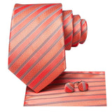 Funki Buys | Neckties | Men's 3 Pcs Salmon Pink Striped Tie Set