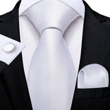 Men's 3 Pcs White Formal Wedding Tie Set - White - 3 Pcs Necktie Set / 0341 - One Size - Polyester/Silk - image 1