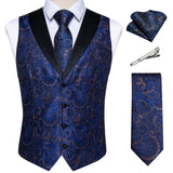 Men's 5 Pcs Formal Silk Waistcoat Tie Sets - Gold - 7023 - 5 PCS - Vest Set - XXXL - Silk - image 28