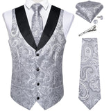 Men's 5 Pcs Formal Silk Waistcoat Tie Sets - Gold - 7023 - 5 PCS - Vest Set - XXXL - Silk - image 32