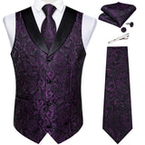 Men's 5 Pcs Formal Silk Waistcoat Tie Sets - Gold - 7023 - 5 PCS - Vest Set - XXXL - Silk - image 34