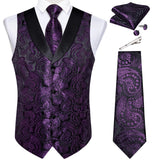 Men's 5 Pcs Formal Silk Waistcoat Tie Sets - Gold - 7023 - 5 PCS - Vest Set - XXXL - Silk - image 35