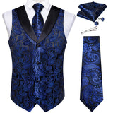 Men's 5 Pcs Formal Silk Waistcoat Tie Sets - Blue - 7914 - 5 PCS - Vest Set - XXXL - Silk - image 16