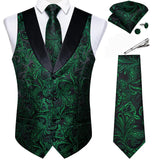 Men's 5 Pcs Formal Silk Waistcoat Tie Sets - Emerald Green - 7478 - 5 PCS - Vest Set - XXXL - Silk - image 24