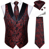 Men's 5 Pcs Formal Silk Waistcoat Tie Sets - Gold - 7023 - 5 PCS - Vest Set - XXXL - Silk - image 29