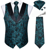Men's 5 Pcs Formal Silk Waistcoat Tie Sets - Gold - 7023 - 5 PCS - Vest Set - XXXL - Silk - image 30