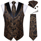 Men's 5 Pcs Formal Silk Waistcoat Tie Sets - Gold - 7475 - 5 PCS - Vest Set - XXXL - Silk - image 19