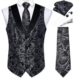 Men's 5 Pcs Formal Silk Waistcoat Tie Sets - White - 7476 - 5 PCS - Vest Set - XXXL - Silk - image 20