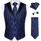 Men's 5 Pcs Formal Silk Waistcoat Tie Sets - Gold - 7023 - 5 PCS - Vest Set - XXXL - Silk - image 13