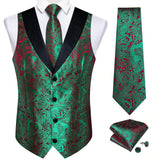 Men's 5 Pcs Formal Silk Waistcoat Tie Sets - Gold - 7023 - 5 PCS - Vest Set - XXXL - Silk - image 4