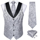 Men's 5 Pcs Formal Silk Waistcoat Tie Sets - Gold - 7023 - 5 PCS - Vest Set - XXXL - Silk - image 9