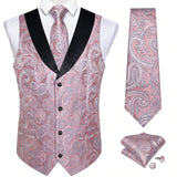 Men's 5 Pcs Formal Silk Waistcoat Tie Sets - Gold - 7023 - 5 PCS - Vest Set - XXXL - Silk - image 6