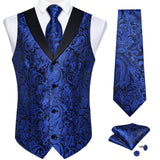 Men's 5 Pcs Formal Silk Waistcoat Tie Sets - Gold - 7023 - 5 PCS - Vest Set - XXXL - Silk - image 7