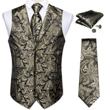 Men's 4 Pcs Formal Silk Paisley Tie Vest Set - Purple - Tie Set - MD-0414-7884 - 3XL - Silk - image 9