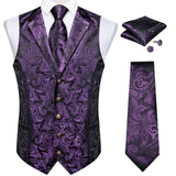 Men's 4 Pcs Silk Slim Fashion Waistcoat Sets - Burgundy - Style 1 / 4Pcs Set - MJ-0051 - XXXL - Silk - image 27