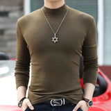 Men's Women's Slim Fit Mock Neck Shirts - Army Green - Skivvy - 6XL - Polyester - image 32