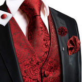 Men's 5 Pcs Fashion Silk Waistcoat Tie Sets - Red - MJ-0013-0155 - 3XL - Silk/Rayon/Polyester - image 10