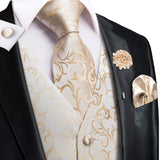 Men's 5 Pcs Fashion Silk Waistcoat Tie Sets - Beige - MJ-0017-0053 - 3XL - Silk/Rayon/Polyester - image 18