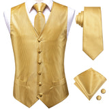 Men's 4 Pcs Formal Gold Vest Tie Set - Gold - 4Pcs Set -MJ-0023 - XXXL - Silk - image 2
