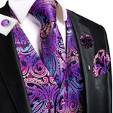 Men's 5 Pcs Fashion Silk Waistcoat Tie Sets - Purple - MJ-0027-0078 - 3XL - Silk/Rayon/Polyester - image 29