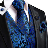 Men's 5 Pcs Fashion Silk Waistcoat Tie Sets - Blue - MJ-0028-0060 - 3XL - Silk/Rayon/Polyester - image 27