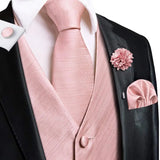 Men's 5 Pcs Fashion Silk Waistcoat Tie Sets - Pink - MJ-0033-0066 - 3XL - Silk/Rayon/Polyester - image 11