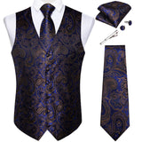 Men's 5 Pcs Classic Silk Paisley Tie Vest Set - Purple - 5pcs Tie Set - MJ-0141 - 3XL - Silk - image 21