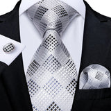 Men's 3 Pcs Formal White Silver Tie Sets - Silver Gray - MJ-0355 - One Size - Silk - image 14