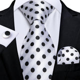 Men's 3 Pcs Formal White Silver Tie Sets - Silver/Black - MJ-1057 - One Size - Silk - image 22