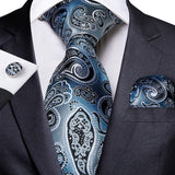 Men's 3 Pcs Formal Silk Teal Tie Sets - Blue - MJ-1510 - O - One Size - Silk - image 20