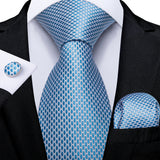 Men's 3 Pcs Formal Silk Teal Tie Sets - Blue - MJ-1535 - O - One Size - Silk - image 18