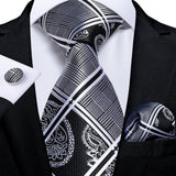 Men's 3 Pcs Formal White Silver Tie Sets - Dark Gray - MJ-1659 - One Size - Silk - image 13
