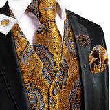 Men's 5 Pcs Fashion Silk Waistcoat Tie Sets - Gold/Blue - MJ-3002-0075 - 3XL - Silk/Rayon/Polyester - image 20