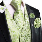 Men's 5 Pcs Fashion Silk Waistcoat Tie Sets - Light Green - MJ-3013-027 - 3XL - Silk/Rayon/Polyester - image 26
