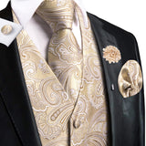 Men's 5 Pcs Fashion Silk Waistcoat Tie Sets - Beige - MJ-3017-0053 - O - 3XL - Silk/Rayon/Polyester - image 16