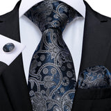 Men's 3 Pcs Formal Silk Teal Tie Sets - Blue - MJ-7007 - One Size - Silk - image 14