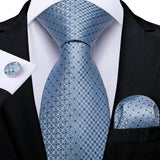 Men's 3 Pcs Formal Silk Teal Tie Sets - Blue - MJ-7014 - One Size - Silk - image 17