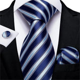 Funki Buys | Neckties | Men's 3 Pcs Stylish Blue Striped Tie Set