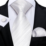 Men's 3 Pcs Formal White Silver Tie Sets - White - MJ-7459 - One Size - Silk - image 24