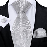Men's 3 Pcs Formal White Silver Tie Sets - Silver Gray - MJ-7497 - One Size - Silk - image 27
