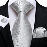 Men's 3 Pcs Formal White Silver Tie Sets - Silver Gray - MJ-7682 - One Size - Silk - image 28