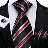 Funki Buys | Neckties | Men's 3 Pcs Bold Black Red Stripe Tie Set