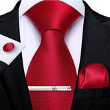 Men's 4 Pcs Formal Silk Red Tie Sets - Red - 0206 - One Size - Silk - image 30