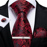 Men's 4 Pcs Formal Silk Red Tie Sets - Red - 0314 - One Size - Silk - image 16