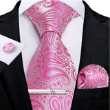 Men's 4 Pcs Formal Pink Silk Tie Sets - Pink - 0379 - One Size - Silk - image 10