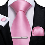 Men's 4 Pcs Formal Pink Silk Tie Sets - Pink - 0401 - One Size - Silk - image 9