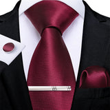Men's 4 Pcs Formal Silk Red Tie Sets - Red - 0430 - One Size - Silk - image 2